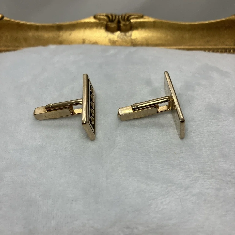 Vtg. Geometric Gold Tone Swank Cufflinks Old‎ Money Estate Heritage Quiet Luxury